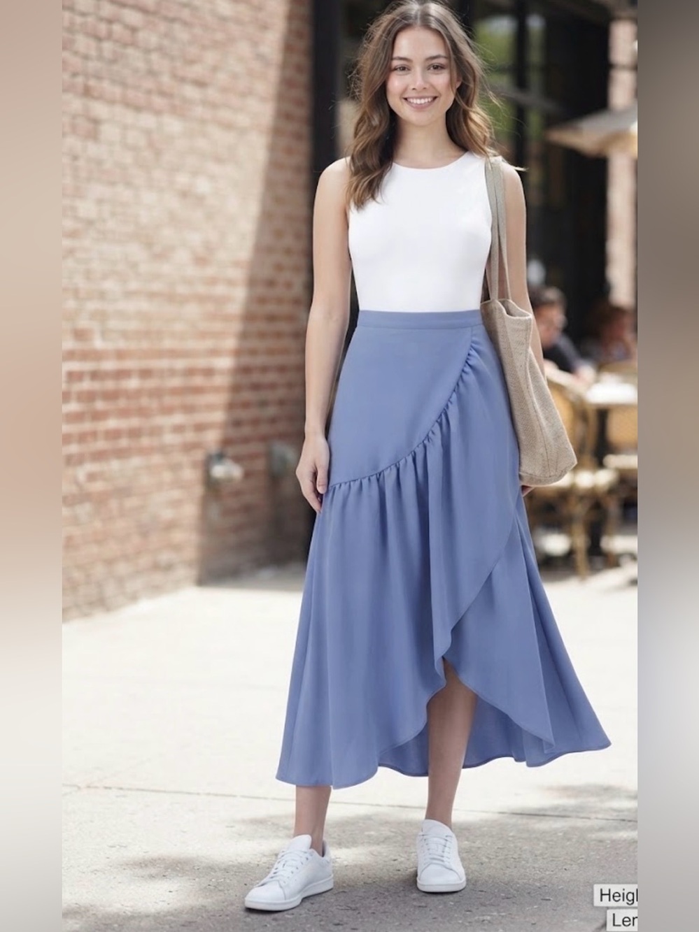 Maxi skirt Blue Asymmetric Ruffle High-Low